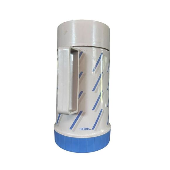 Vintage thermos Aladdin white blue hot cold vacuum seal beverage food container - Picture 2 of 6